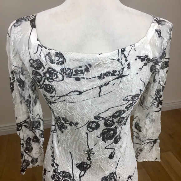 Komarov Scoop Neck Lace Sleeve Floral Midi Dress - Picture 7 of 9